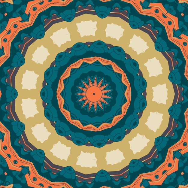 Abstract blue ethnic geometric arabesque mandala vector