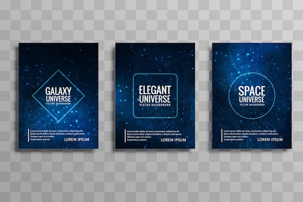 Abstract blue galaxy universe vector brochure cards