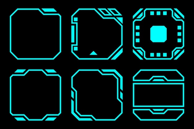 La struttura del profilo della forma geometrica blu astratta ha impostato il disegno vettoriale del hud dell'interfaccia del futuro della tecnologia moderna