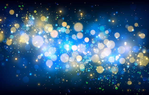 Abstract blue and gold bokeh lights background