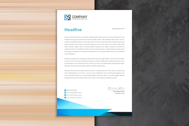 Abstract blue gradient corporate and creative letterhead template design