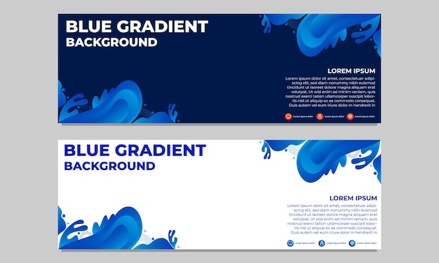 Abstract blue gradient horizontal banner template collection