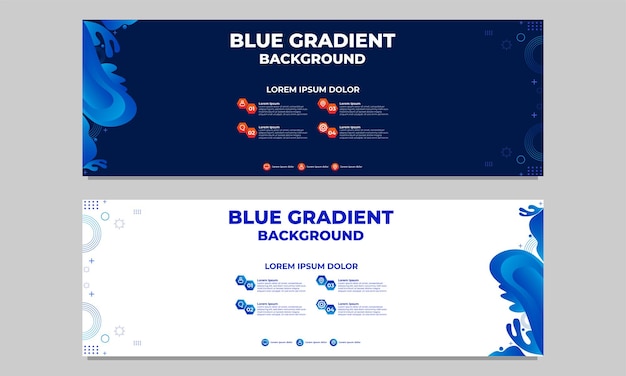 Abstract blue gradient horizontal banner template collection