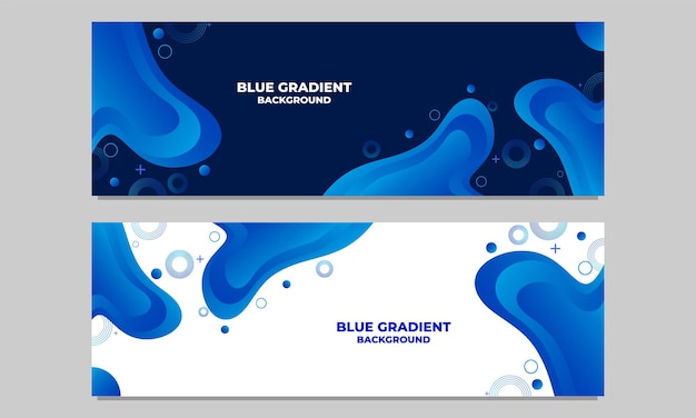 ベクトル 抽象的な青いグラデーション水平バナーテンプレートコレクション