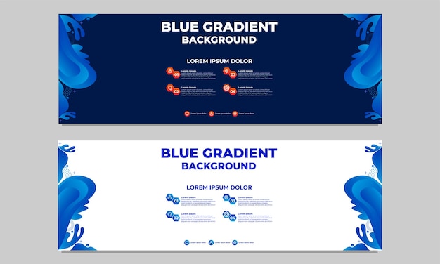 Abstract blue gradient horizontal banner template collection