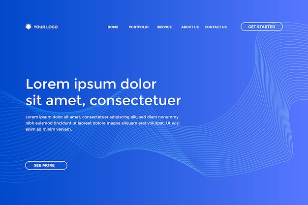 Abstract blue gradient landing page template