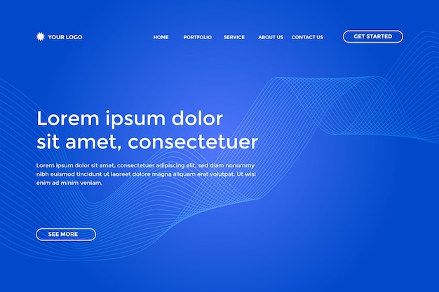 Vector abstract blue gradient landing page template