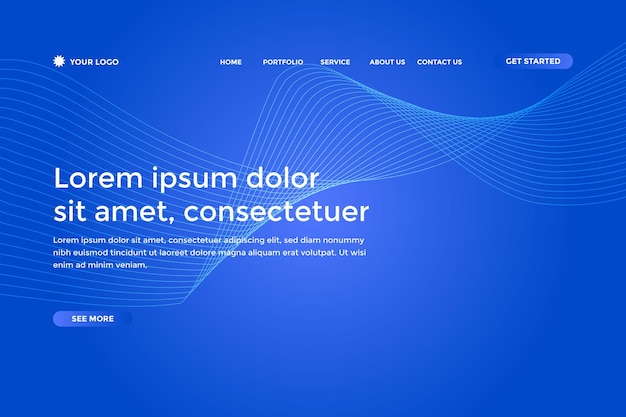 Abstract blue gradient landing page template