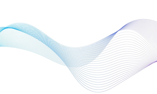 デザインの抽象的なブルー グラデーション ウェーブ要素。様式化された線画。