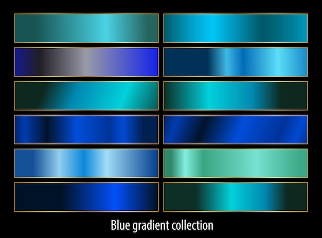 Abstract blue gradients set collection