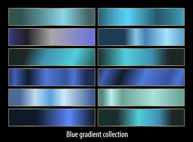 Abstract blue gradients set collection