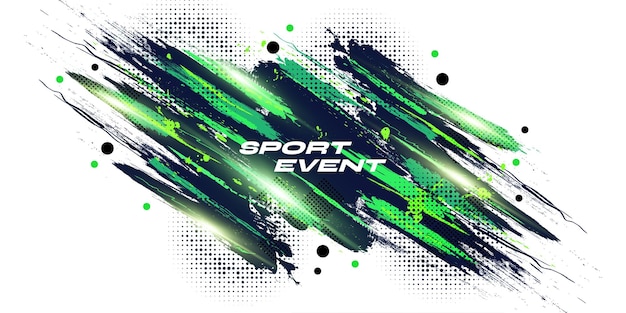 Vector abstract blue and green brush texture background with halftone and glowing light effects sport background with grunge style scratch and texture elements for design