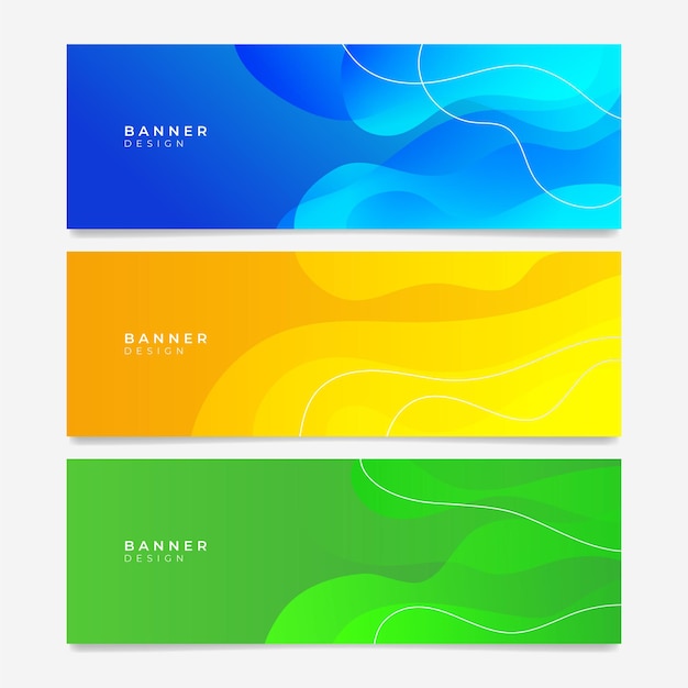 Abstract blue green orange banner design web template set. Horizontal header web banner. Colorful web banner. Promotion banners with gradient colors and abstract geometric backdrop.