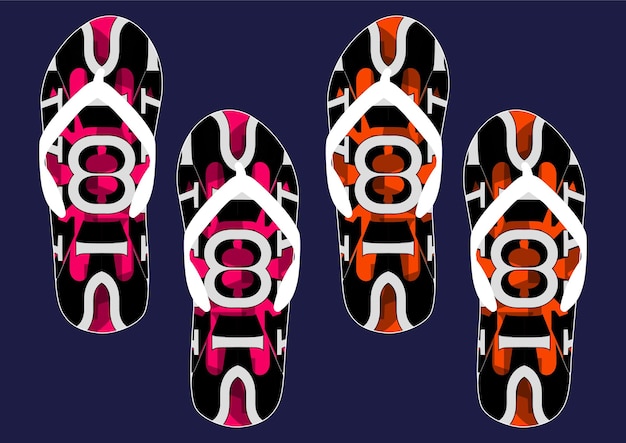 Abstract blue, green, pink, orange geometric design sandal, flip flops set, slipper set Design.