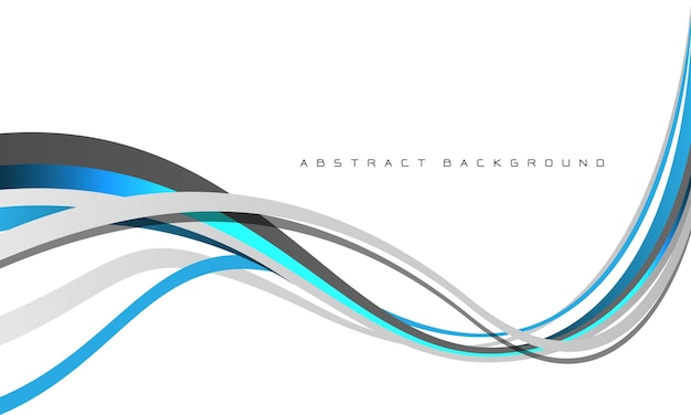 Абстрактная сине-серая линия кривой волны перекрывается белым дизайном футуристического творческого вектора фона