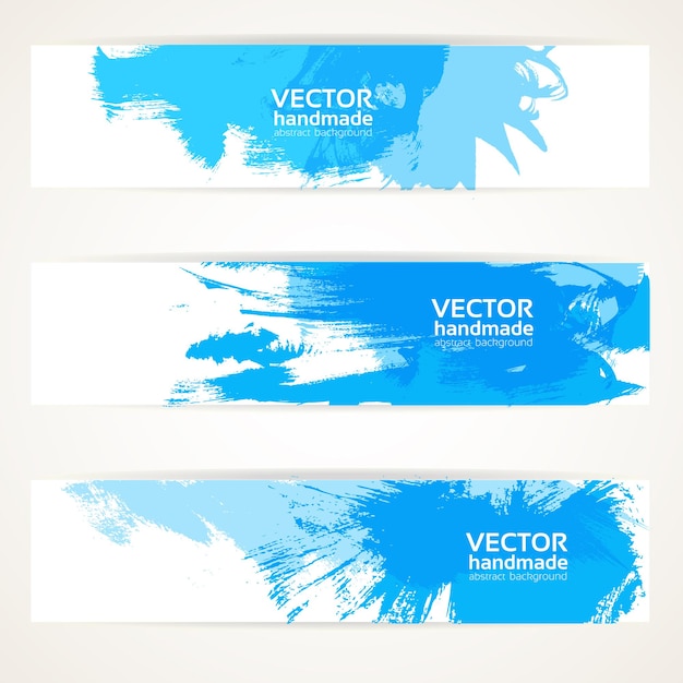 Vector abstract blue handdrawing banner set