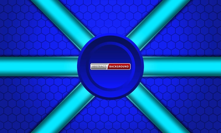 Vector abstract blue hexagon pattern frame on dark background