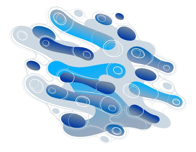 Abstract blue lava fluids vector illustration, bubble gradients shapes in motion, artistic background graphic element, dynamic modern art liquid forms flowing.