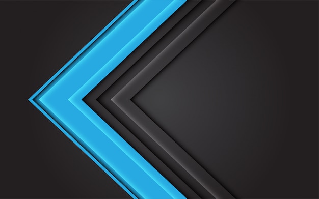 Abstract blue light arrow direction on dark grey  modern futuristic background.