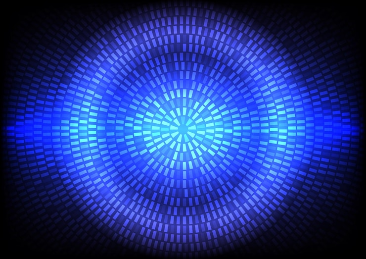 Vector abstract blue light background geometric pattern on glowing screen