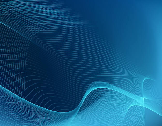 Abstract blue light vector background with waved lines