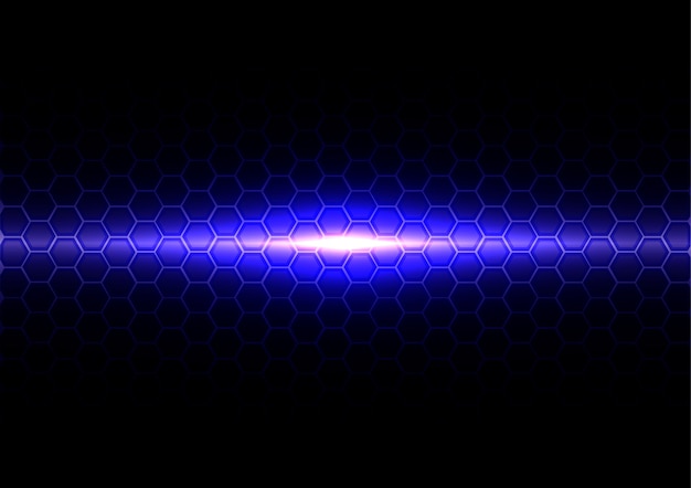 Abstract blue light with hex pattern effect