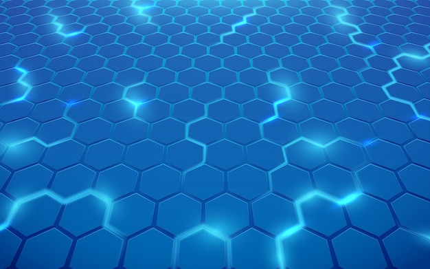 Abstract blue lines hexagon geometric design background. futuristic technology concept. vector illustration