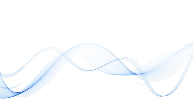 Abstract blue lines on a white background Curved wavy line smooth stripe Design element