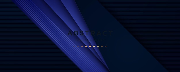 Abstract blue luxury background with golden line on dark , Realistic paper cut style 3d vector