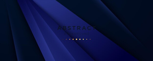 Абстрактный синий роскошный фон с золотой линией на темном, реалистичный стиль вырезки из бумаги 3d вектор