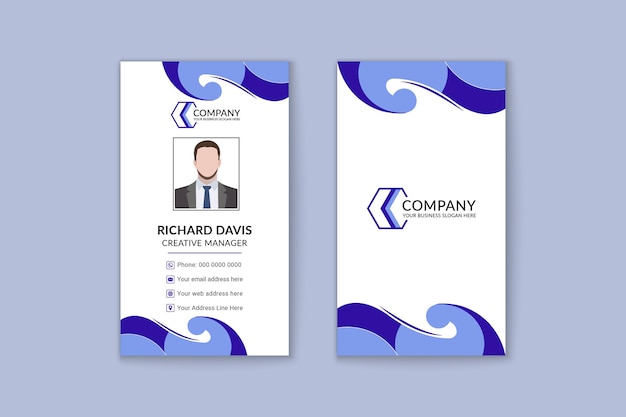 Abstract blue modern vertical business card template