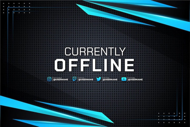 Modello di streamer di gioco contrazione dello schermo banner offline blu astratto