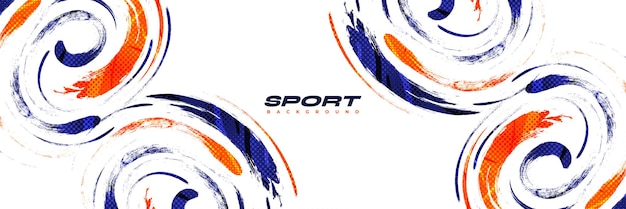 Abstract Blue and Orange Brush Background with Halftone Effect Sport Banner Brush Stroke Illustration Scratch and Texture Elements For Design