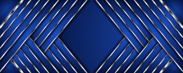 Abstract blue overlap layers background with silver line