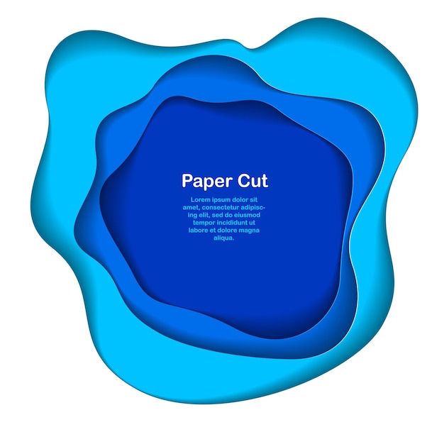 Abstract blue paper cutout curvy shapes layered, vector illustration in paper cut style. layout for business card, presentations, flyers or posters.