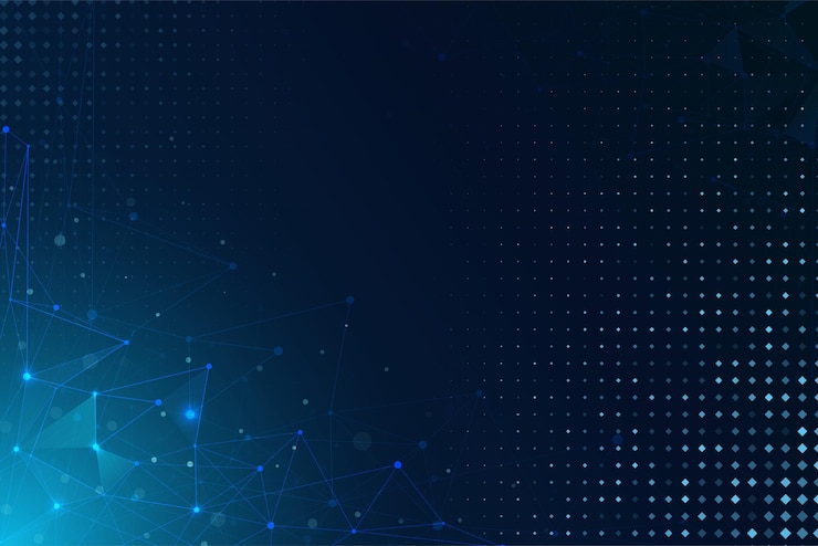Vector abstract blue polygon technology networks background with blue lines and dots
