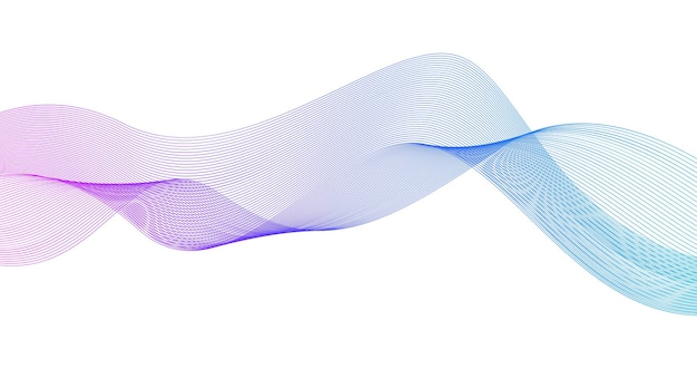 Abstract blue purple gradient flowing wave line pattern on white background