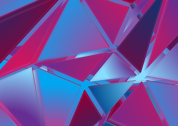 ベクトル 抽象的な青い紫のハイテック幾何学的な低ポリ背景と三角形のベクトルデザイン