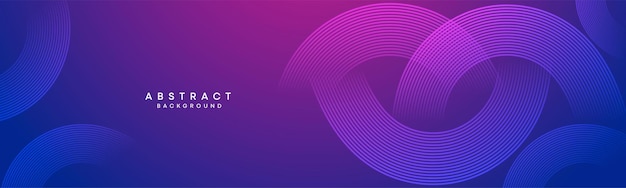 Abstract blue purple magenta pink gradient waving circles lines Technology web banner background