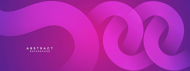 抽象的な青い紫のマジェンタのピンクのグラディエント 振動する円 線 テクノロジー ウェブバナー 背景
