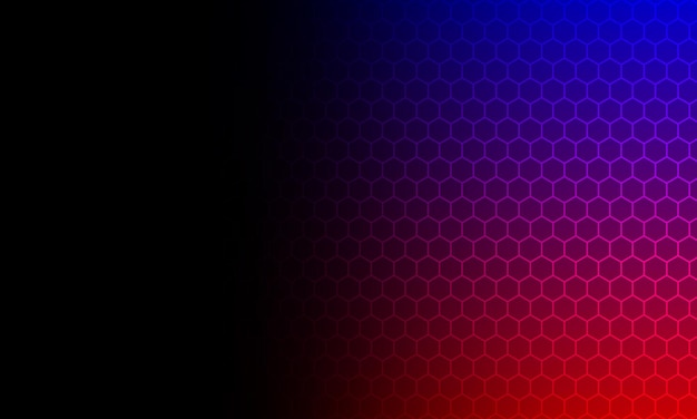 Abstract blue, red and black gradient hexagonal technology background. design for wallpaper.