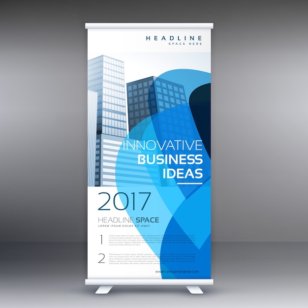 Business creativo roll up banner design modello con forma astratta