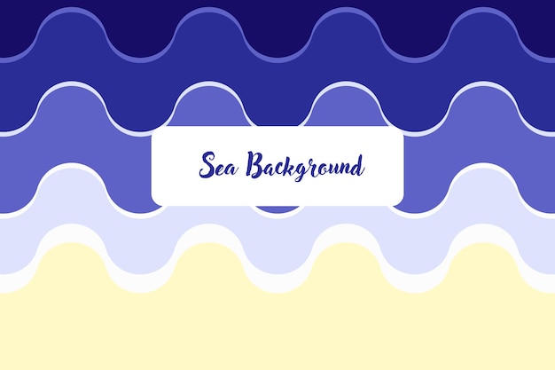 Abstract blue sea and beach summer background with paper waves and seacoast paper cut style for text