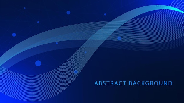 Abstract blue shiny waves with connecting dots and lines global communication technology background