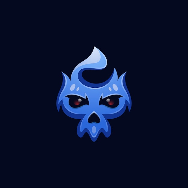 ベクトル 抽象的な青い頭蓋骨のロゴのテンプレート