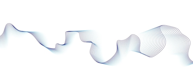 Abstract blue smooth wave on a white background Dynamic sound wave Design element Vector illustration