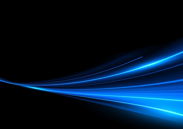 Vector abstract blue speed light effect on black background vector illustration