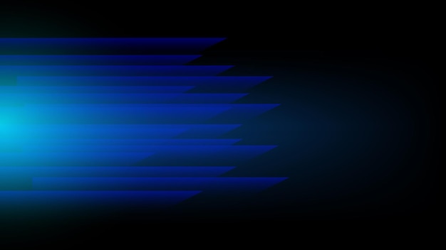 Vector abstract blue stripes with lighting on black background for modern graphic design