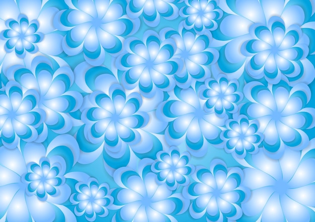 Abstract blue summer flowers vector background