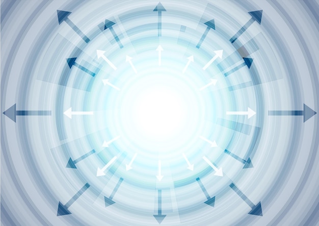 Abstract blue tech arrows and circles background